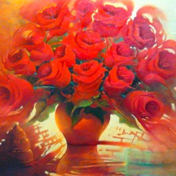 Картина под названием ""Floral do Amor"" - Olga Beltrão, Подлинное произведение искусства, Масло