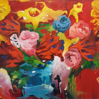 Pintura intitulada ""Festival de Flores"" por Olga Beltrão, Obras de arte originais, Óleo