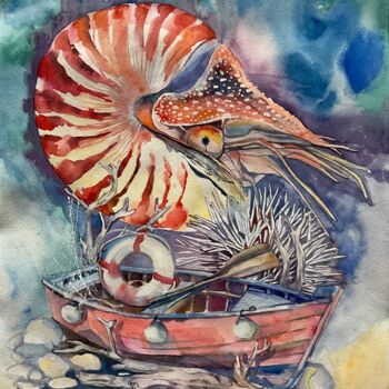 Disegno intitolato ""Nautilus"" da Olga Beltsova, Opera d'arte originale, Acquarello