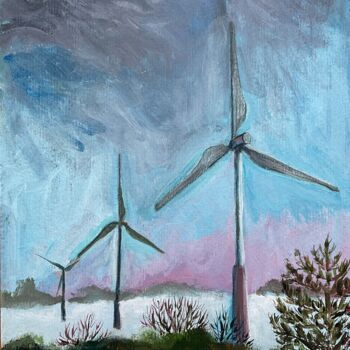Dibujo titulada "Wind turbines" por Olga Beltsova, Obra de arte original, Acrílico