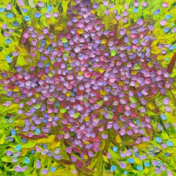 「Purple glow」というタイトルの絵画 Olga Bezhinaによって, オリジナルのアートワーク, オイル ウッドストレッチャーフレームにマウント