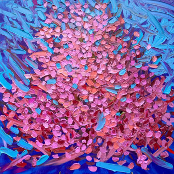 Ζωγραφική με τίτλο "Blooming rose tree" από Olga Bezhina, Αυθεντικά έργα τέχνης, Λάδι Τοποθετήθηκε στο Ξύλινο φορείο σκελετό