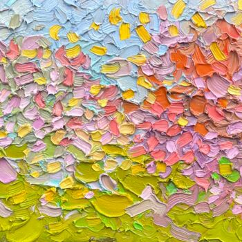 「Rose trees」というタイトルの絵画 Olga Bezhinaによって, オリジナルのアートワーク, オイル ウッドストレッチャーフレームにマウント