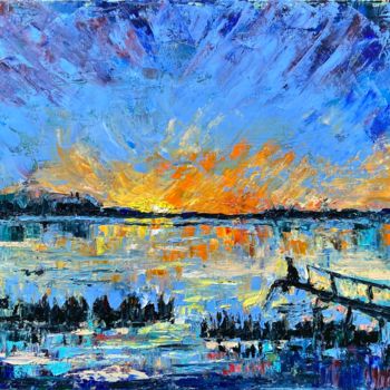 Painting titled "Sunset - You are ne…" by Olga Blazhko, Original Artwork, Oil Mounted on Wood Panel