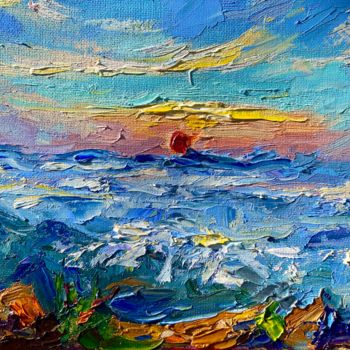 Painting titled "Sunrise in Crimea m…" by Olga Blazhko, Original Artwork, Oil