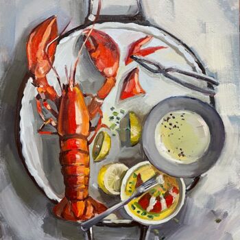 Painting titled "Lobster" by Olga Bronskikh, Original Artwork, Oil