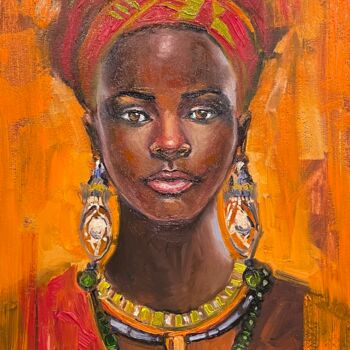 Painting titled "Африканка" by Olga Bronskikh, Original Artwork, Oil