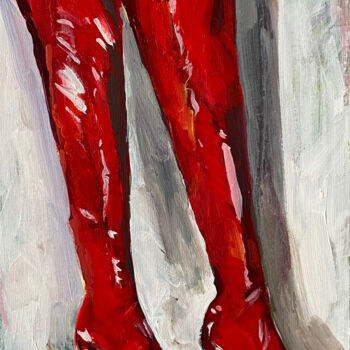 Ζωγραφική με τίτλο "Красные сапоги" από Olga Bronskikh, Αυθεντικά έργα τέχνης, Ακρυλικό