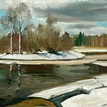 Peinture intitulée "Весенний пейзаж" par Olga Bronskikh, Œuvre d'art originale, Huile