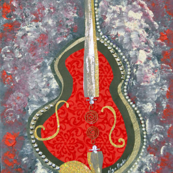 Collages titled ""The Violin"" by Olga Buda, Original Artwork