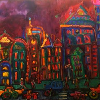 Painting titled "3e-city-by-night-60…" by Olga Bukowska, Original Artwork