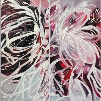 Pintura intitulada "«Абстрактные розы»" por Olga Chernova, Obras de arte originais, Óleo Montado em Outro painel rígido
