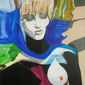 Ζωγραφική με τίτλο "Madonna singer port…" από Olga Chertova, Αυθεντικά έργα τέχνης, Ακρυλικό Τοποθετήθηκε στο Ξύλινο φορείο…