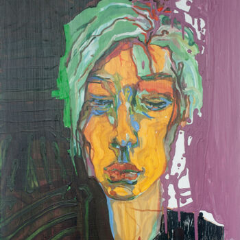 Malarstwo zatytułowany „portrait woman beau…” autorstwa Olga Chertova, Oryginalna praca, Akryl Zamontowany na Drewniana rama…