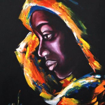 Painting titled "femme africaine" by Olga Chilova - Stephan, Original Artwork, Oil