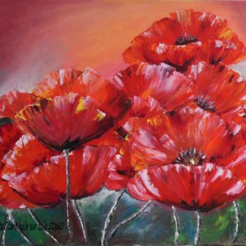 Painting titled "coquelicots-geant-h…" by Olga Chilova - Stephan, Original Artwork, Oil