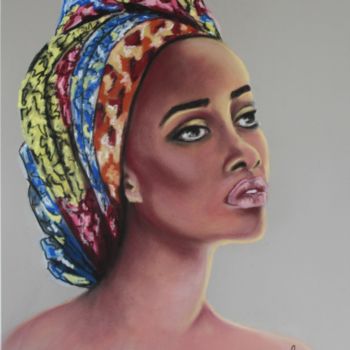 Peinture intitulée "beaute-africaine" par Olga Chilova - Stephan, Œuvre d'art originale, Pastel