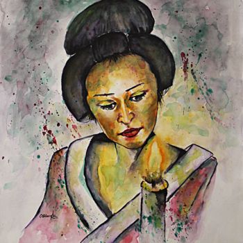 "Femme japonaise der…" başlıklı Tablo Olga Chilova - Stephan tarafından, Orijinal sanat, Suluboya