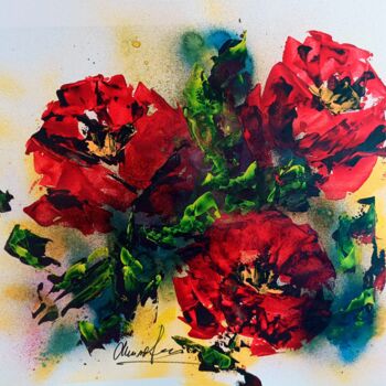 Painting titled "Coquelicots" by Olga Chilova - Stephan, Original Artwork, Acrylic