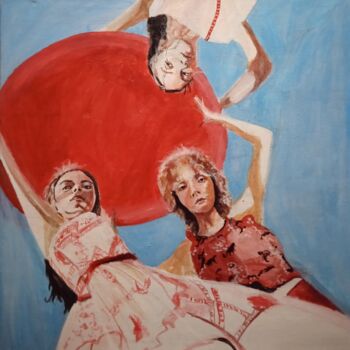 Painting titled "Девушки на пляже" by Olga Cuzakova, Original Artwork, Acrylic