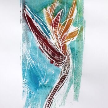 Gravures & estampes intitulée "bird of paradise fl…" par Olga David, Œuvre d'art originale, Monotype