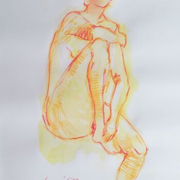 Disegno intitolato "Weibliche Aktzeichn…" da Olga David, Opera d'arte originale, Pastello