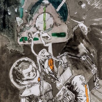 Peinture intitulée "Astrogirl" par Olga Detta Sofia Bakhmatska (Nativa), Œuvre d'art originale, Aquarelle