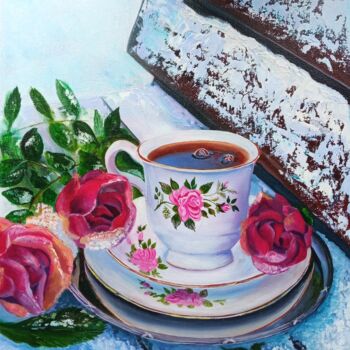 Pintura titulada "roses flowers" por Olga Dmitrieva, Obra de arte original, Oleo Montado en Bastidor de camilla de madera