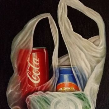 Pittura intitolato "plastic-bag-with-ca…" da Olga Formisano, Opera d'arte originale