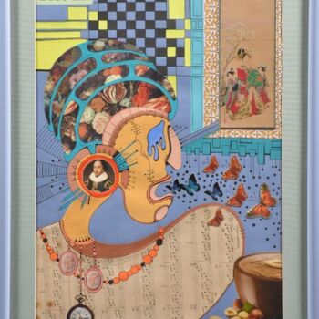 Collages intitulée "бабочки" par Olga Gatieva, Œuvre d'art originale, Collages Monté sur Panneau de bois