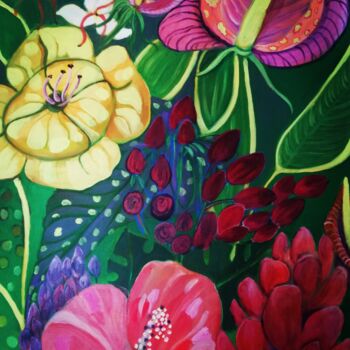 Pintura titulada "bloemen 1" por Olga Grig, Obra de arte original, Acrílico