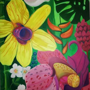 Peinture intitulée "Geef bloemen met li…" par Olga Grig, Œuvre d'art originale, Acrylique