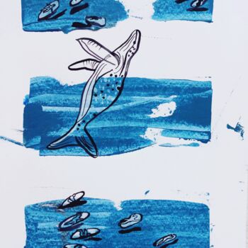 Dessin intitulée "walvis" par Olga Grig, Œuvre d'art originale, Encre