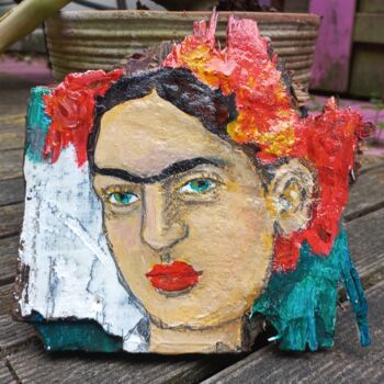 Pintura titulada "Frida op hout" por Olga Grig, Obra de arte original, Acrílico