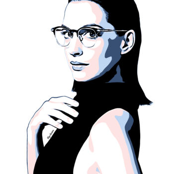 Arts numériques intitulée "Anne Hathaway" par Olga Guseva, Œuvre d'art originale, Peinture numérique Monté sur Panneau de bo…