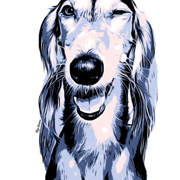 Цифровое искусство под названием "Winking dog" - Olga Guseva, Подлинное произведение искусства, Цифровая печать Установлен н…