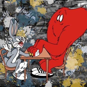 Arts numériques intitulée "Bugs Bunny - manicu…" par Olga Guseva, Œuvre d'art originale, Peinture numérique