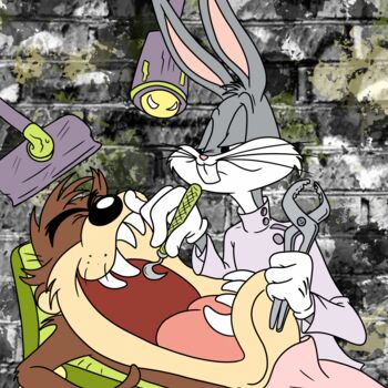 Digitale Kunst mit dem Titel "Bugs Bunny is a den…" von Olga Guseva, Original-Kunstwerk, 2D digitale Arbeit