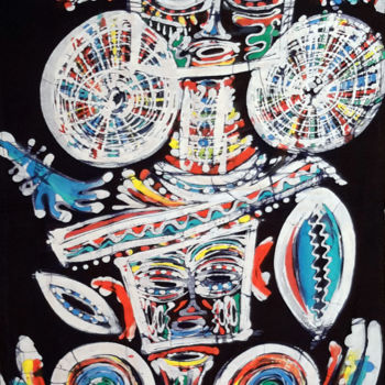 Textilkunst mit dem Titel "Calebasse renversée." von Olga Indigo, Original-Kunstwerk, Pigmente