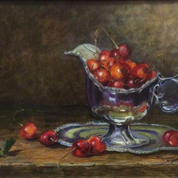 Painting titled "Still life with swe…" by Olga Ivanova, Original Artwork, Oil Mounted on Wood Stretcher frame