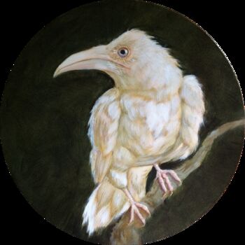 Painting titled "White crow" by Olga Ivanova, Original Artwork, Oil Mounted on Wood Stretcher frame