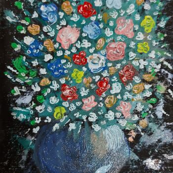 Peinture intitulée "Piccoli fiori roman…" par Olga Jascin, Œuvre d'art originale, Huile Monté sur Carton