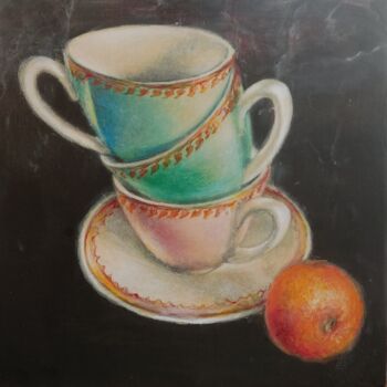 Painting titled "Time for tea" by Oj, Original Artwork, Oil