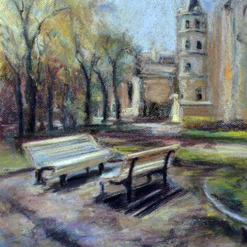 Painting titled "A place near the pa…" by Olga Kokoreva, Original Artwork, Pastel