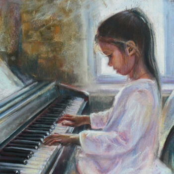Картина под названием "Polinaza Fortepiano" - Olga Kokoreva, Подлинное произведение искусства, Пастель
