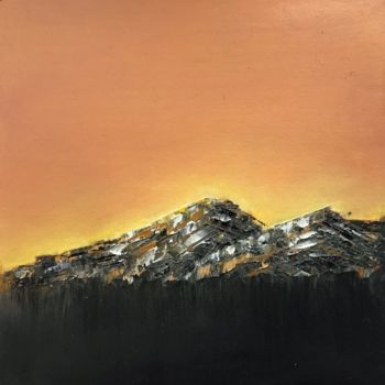 Painting titled "Dawn in the mountai…" by Olga Lakomaya, Original Artwork, Oil