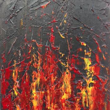 Pittura intitolato "the Fire" da Olga Lakomaya, Opera d'arte originale, Olio