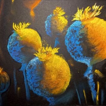 Malerei mit dem Titel "Solar balls" von Olga Larina, Original-Kunstwerk, Pastell