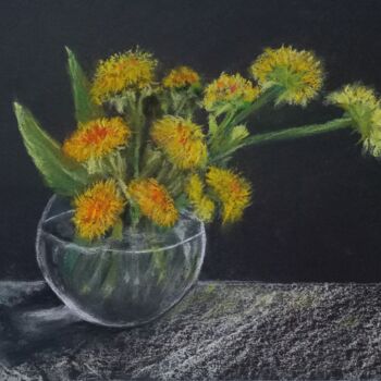 Malerei mit dem Titel "Dandelions." von Olga Larina, Original-Kunstwerk, Pastell