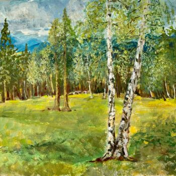Pintura titulada "Forest" por Olga Liutova-Amplatz, Obra de arte original, Témpera Montado en Bastidor de camilla de madera